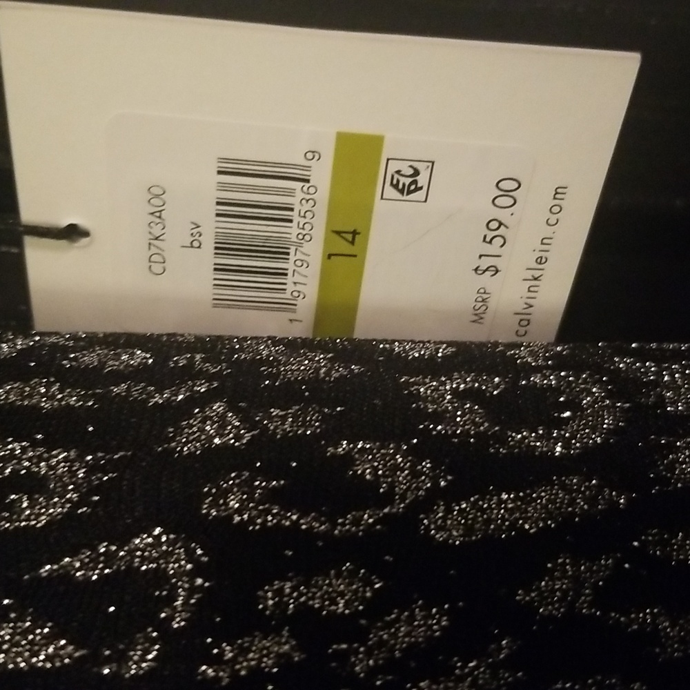 Women's Calvin Klein Dress; Black and Metallic Silver Animal Print; Size 14 - Picture 7 of 8